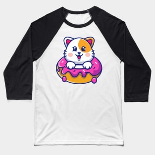 Cute baby cat with doughnut cartoon Baseball T-Shirt